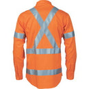 DNC - HiVis Cool-Breeze Cotton Shirt With ‘X’ Back & Additional 3m R/Tape on Tail L/S  - 3746