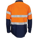 DNC - HiVis R/W Cool-Breeze T2 Vertical Vented Cotton Shirt with Gusset Sleeves, Generic R/Tape - Long Sle - 3782