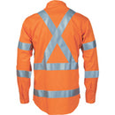 DNC - Hivis cool-breeze cotton shirt with double hoop on arms & 'X' back CSR R/tape - long sleeve - 3789