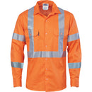 DNC - Hivis cool-breeze cotton shirt with double hoop on arms & 'X' back CSR R/tape - long sleeve - 3789