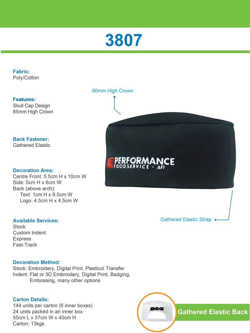 Headwear Poly Cotton Chefs Hat - 3807