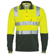 Dnc - Cotton Back Hivis L/S Two Tone Polo Shirts With 3M Rt - 3818