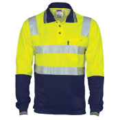 Dnc - Cotton Back Hivis L/S Two Tone Polo Shirts With 3M Rt - 3818