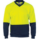 Dnc - HiVis Two Tone Fleecy Sweat Shirt (Sloppy Joe) V-Neck - 3822