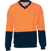 Dnc - HiVis Two Tone Fleecy Sweat Shirt (Sloppy Joe) V-Neck - 3822