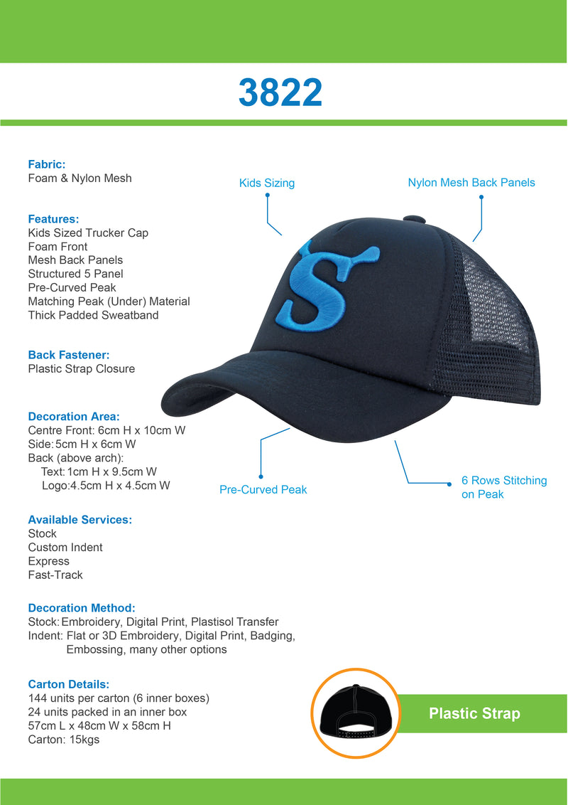 Headwear Kids Trucker Cap - 3822