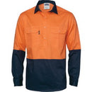 DNC - HiVis Two Tone Close Front Cotton Drill Shirt - long sleeve Guss et Sleeve - 3834