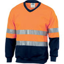 Dnc - Hivis Fleecy Sweat Shirt W/Generic Ref. Tape V-Neck - 3921
