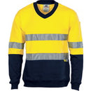 Dnc - Hivis Two Tone Cotton Fleecy Sweat Shirt V-Neck With 3M R/Tape - 3924
