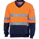 Dnc - Hivis Two Tone Cotton Fleecy Sweat Shirt V-Neck With 3M R/Tape - 3924