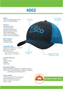 Headwear Brushed Cotton with Mesh Back Cap - 4002