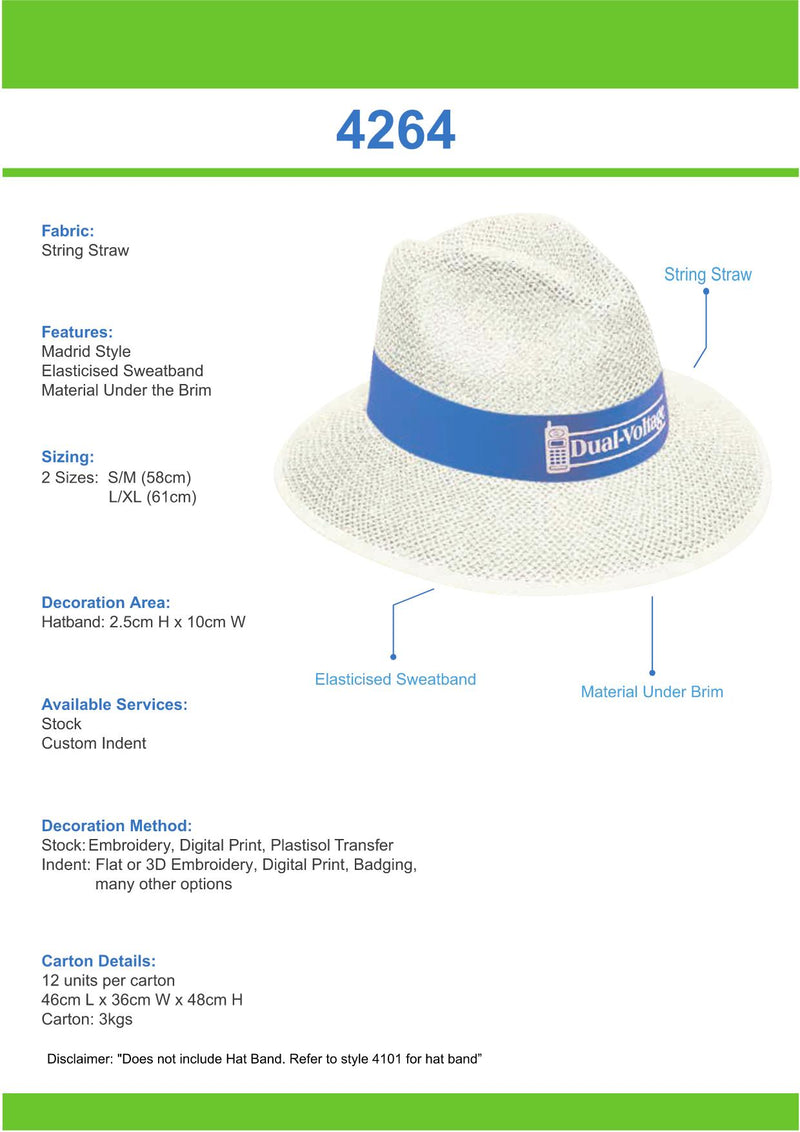 Headwear Madrid Style String Straw - 4264