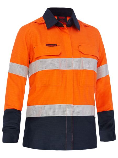 Bisley - Apex 160 Women's Taped Hi Vis FR Ripstop Vented Shirt - BL8338T