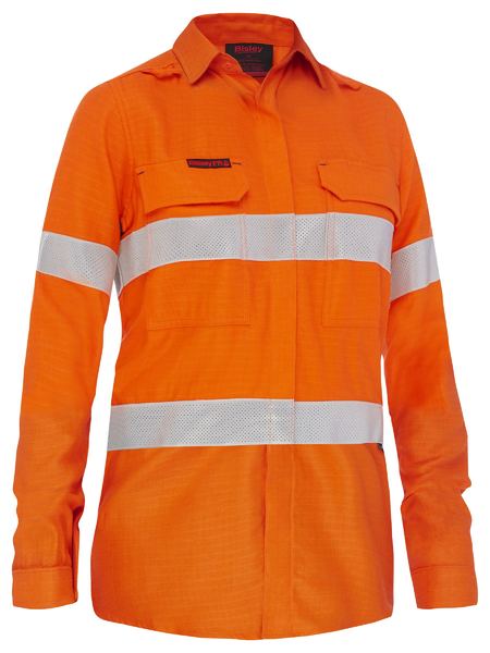 Bisley - Apex 185 Women's Taped Hi Vis Ripstop FR Vented Shirt -BL8439T