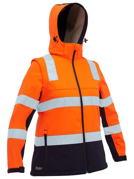 Bisley-Women's Taped Two Tone Hi Vis 3-in-1 Soft Shell Jacket-BJL6078T