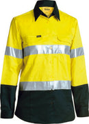 Bisley Womens 3M Taped Two Tone Hi Vis Cool Lightweight Shirt - Long Sleeve-BL6896