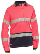 Bisley Taped Two Tone Hi Vis Polyester Mesh Long Sleeve Polo Shirt-BK6219T