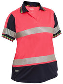Bisley Womens Short Sleeve Taped Two Tone Hi Vis V-neck Polo-BKL1225T