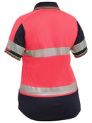 Bisley Womens Short Sleeve Taped Two Tone Hi Vis V-neck Polo-BKL1225T