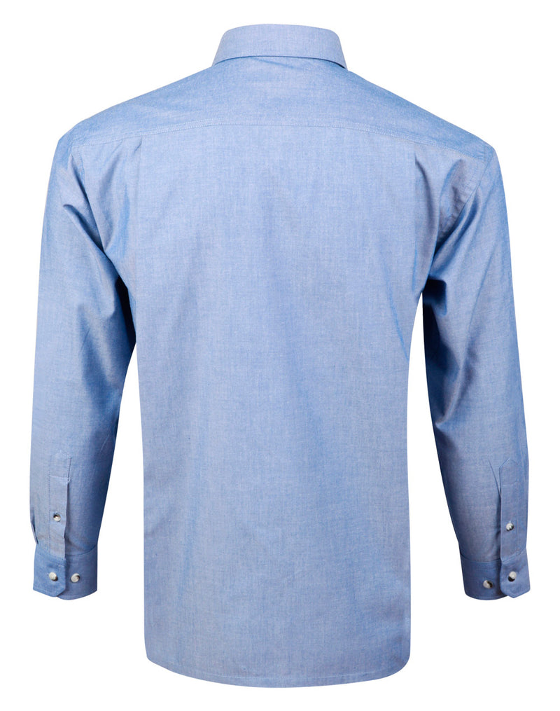 Winning Spirit-Men's Wrinkle Free Long Sleeve Chambray Shirts -BS03L