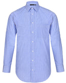 Winning Spirit-Men’s Gingham Check Long Sleeve Shirt with Roll-up Tab Sleeve-M7300L