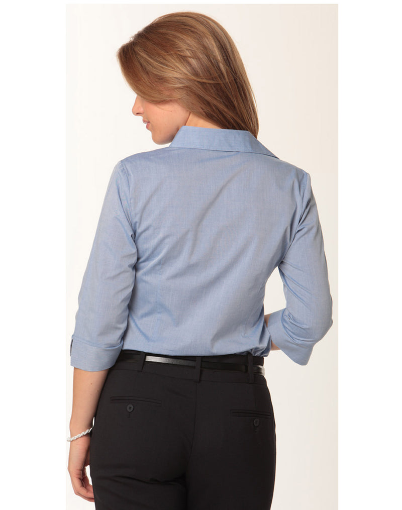 Winning Spirit-Women's Fine Chambray 3/4 Sleeve Shirt -M8013