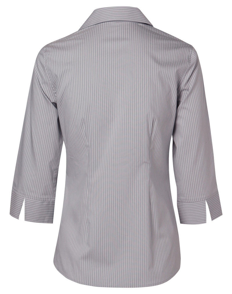 Winning Spirit-Women's Ticking Stripe 3/4 Sleeve Shirt-M8200Q