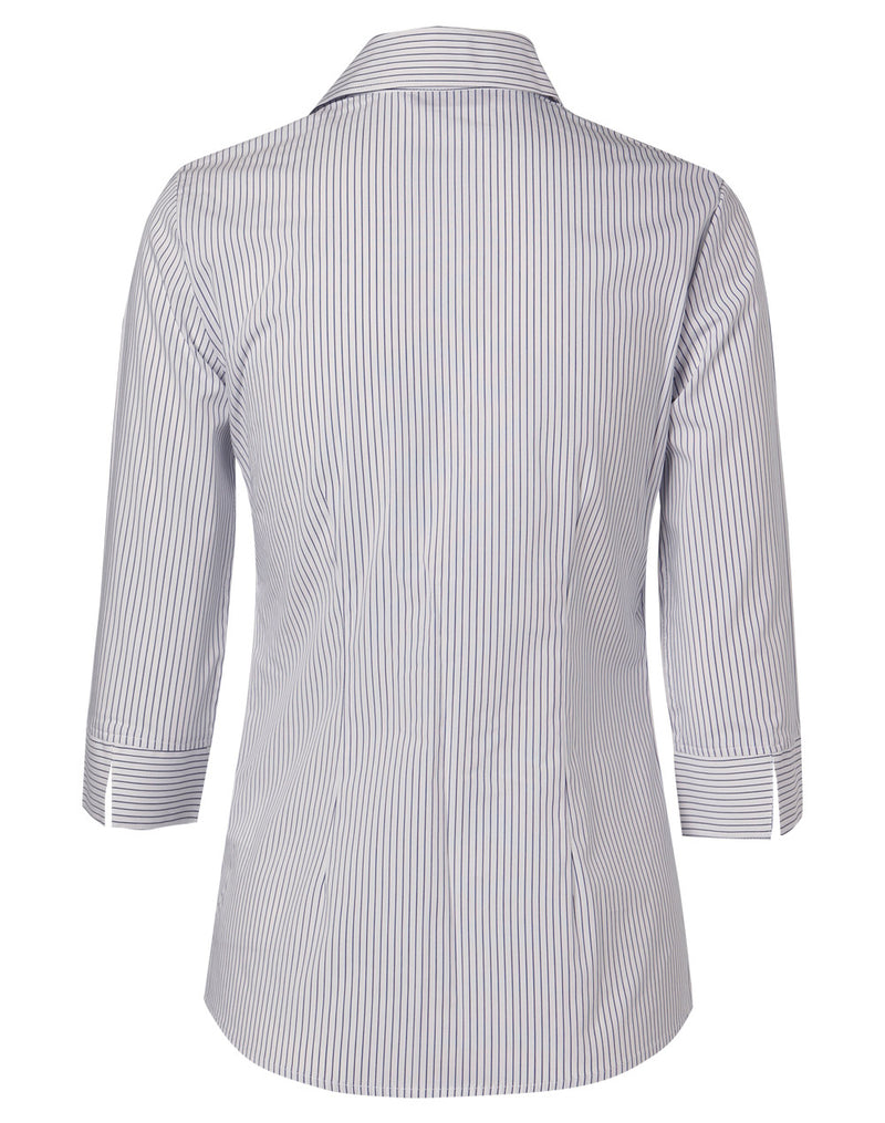 Winning Spirit-Women's Ticking Stripe 3/4 Sleeve Shirt-M8200Q