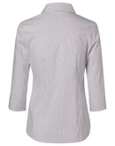 Winning Spirit-Women's Ticking Stripe 3/4 Sleeve Shirt-M8200Q