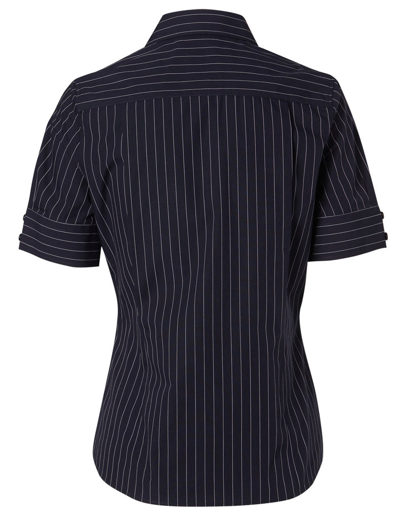 Winning Spirit-Women's Pin Stripe Short Sleeve Shirt-M8224
