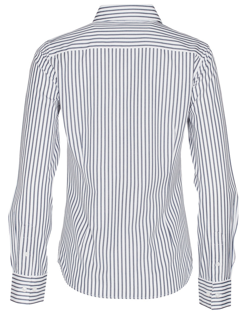 Winning Spirit-Ladies' Sateen Stripe Long Sleeve Shirt -M8310L