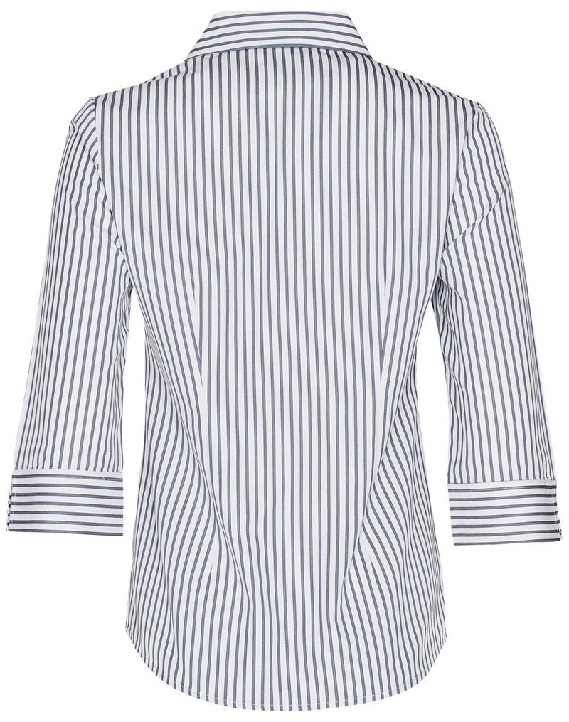 Winning Spirit Women's Sateen Stripe 3/4 Sleeve Shirt-M8310Q