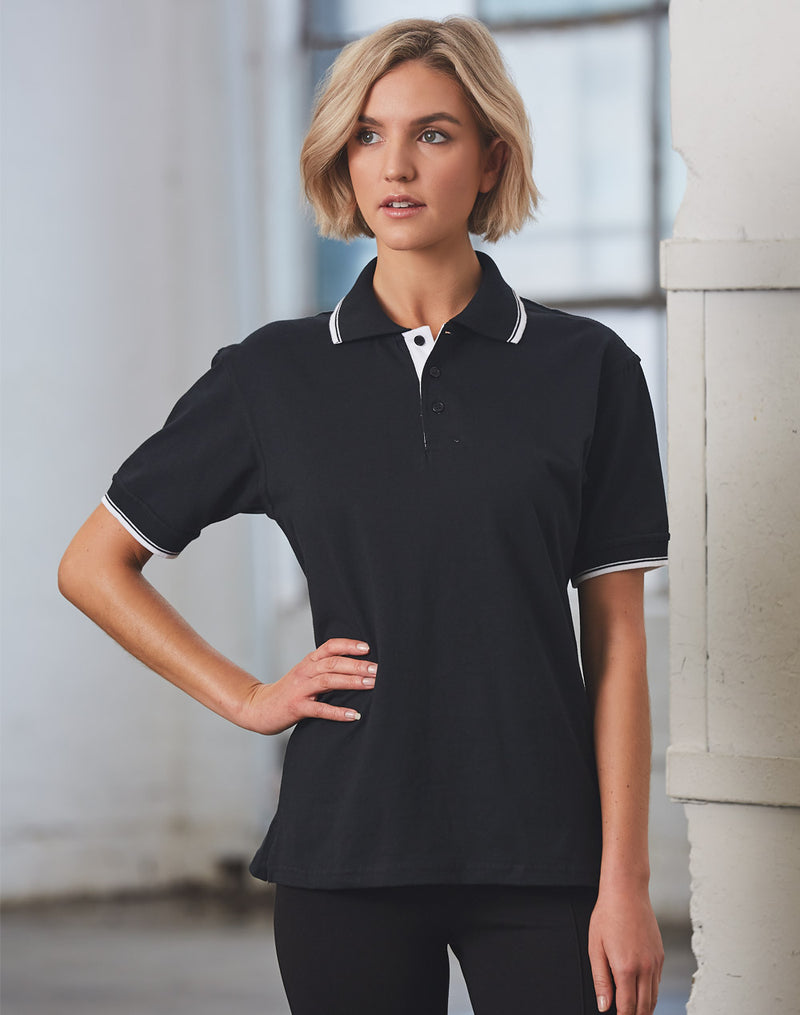 Winning Spirit-Contrast Jersey Knit Short Sleeve Polo-Unisex-PS05