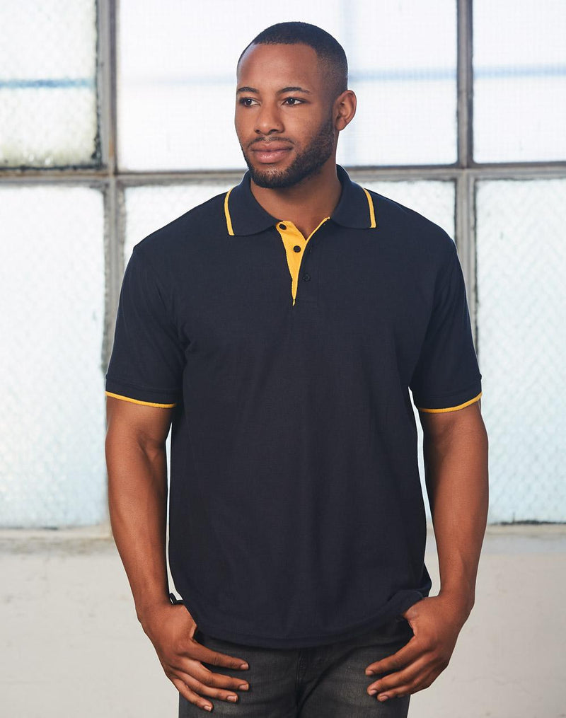 Winning Spirit -Men's Contrast Pique Short Sleeve Polo -PS08