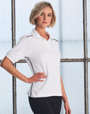 Winning Spirit-Ladies' Pure Cotton Contrast Piping Short Sleeve Polo-PS26