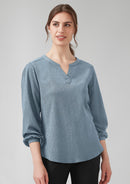Biz Corporates - Womens Ruche Long Sleeve Blouse - RU568LL