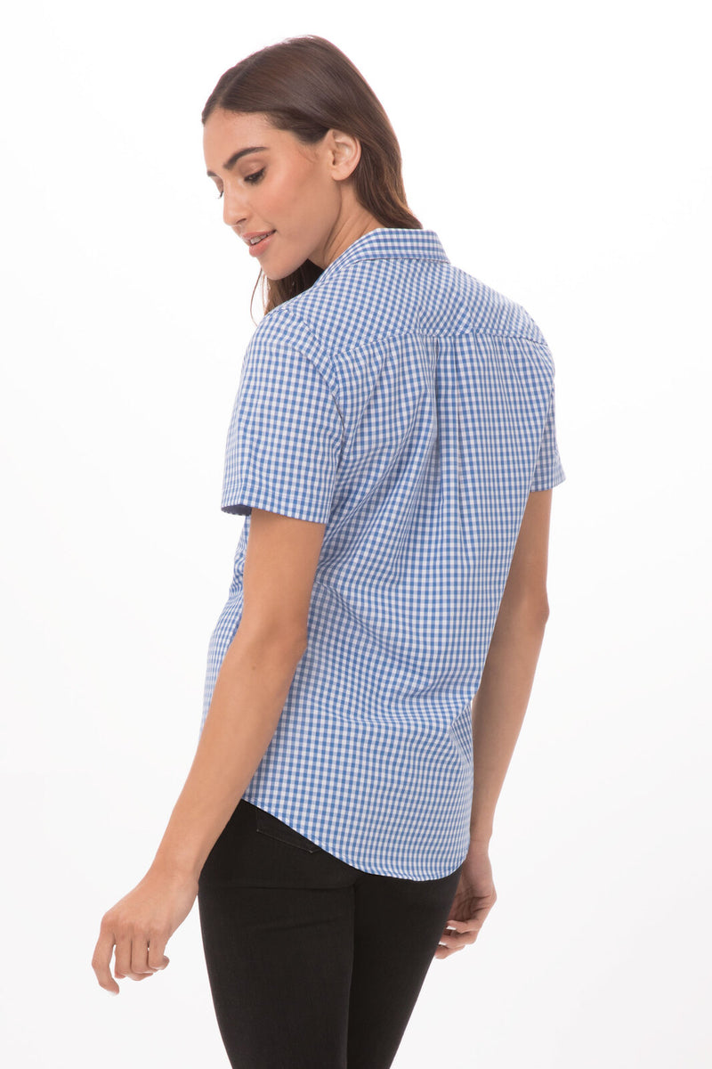 Chef Works - Women's Modern Gingham Short Sleeve Dress Shirt - SHC02W