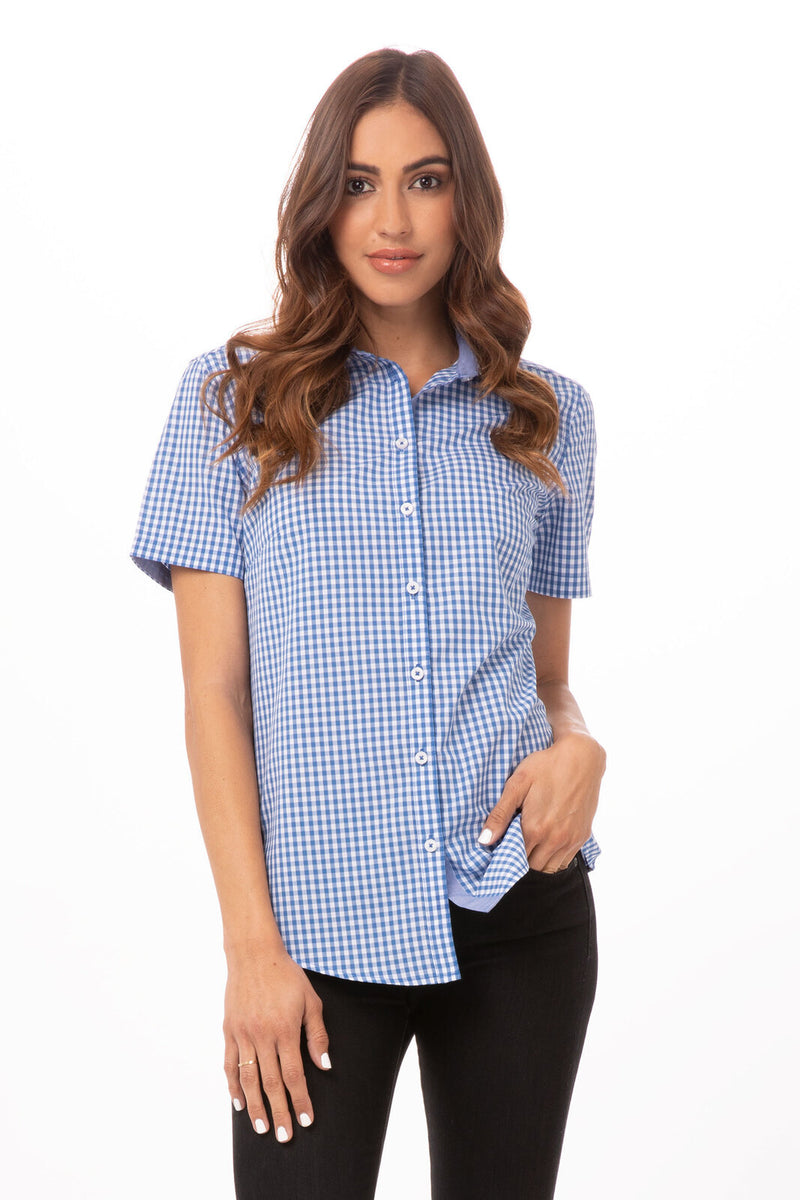 Chef Works - Women's Modern Gingham Short Sleeve Dress Shirt - SHC02W