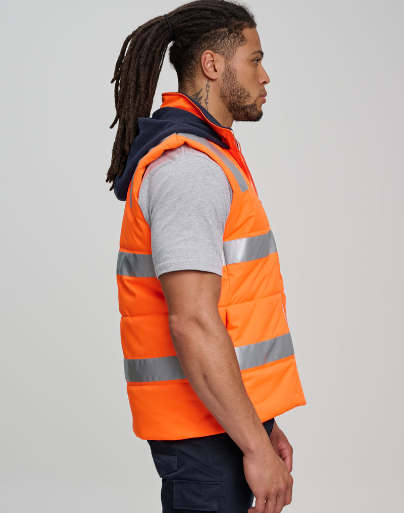 Winning Spirit - Unisex Hi Vis Hooded Puffer Vest - SW93