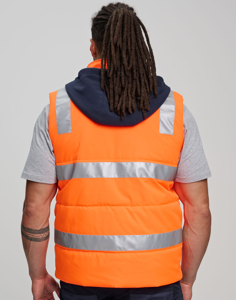 Winning Spirit - Unisex Hi Vis Hooded Puffer Vest - SW93