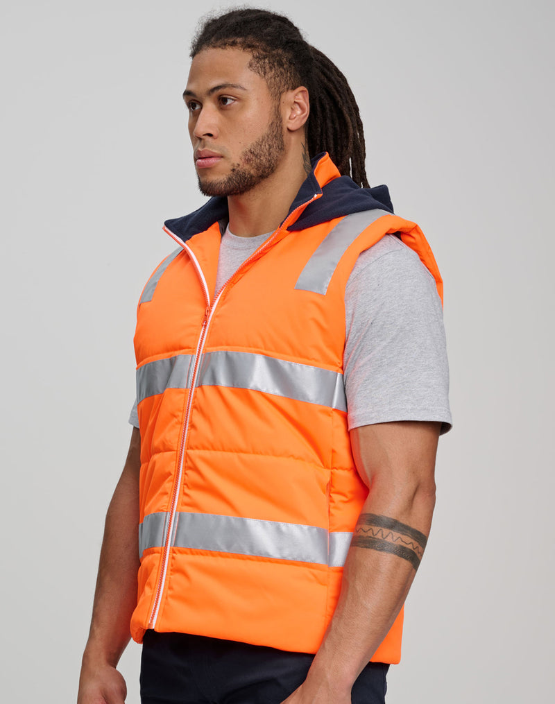 Winning Spirit - Unisex Hi Vis Hooded Puffer Vest - SW93