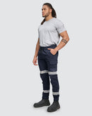 Winning Spirit - Unisex Cotton Stretch Drill Cuffed Work Pants with Tapes - WP28HV