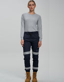 Winning Spirit - Unisex Cotton Stretch Drill Cuffed Work Pants with Tapes - WP28HV