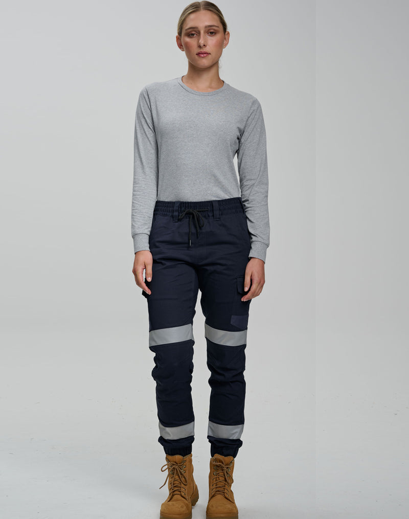 Winning Spirit - Unisex Cotton Stretch Drill Cuffed Work Pants with Tapes - WP28HV