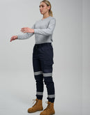 Winning Spirit - Unisex Cotton Stretch Drill Cuffed Work Pants with Tapes - WP28HV