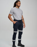 Winning Spirit - Unisex Cotton Stretch Drill Cuffed Work Pants with Tapes - WP28HV