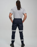 Winning Spirit - Unisex Cotton Stretch Drill Cuffed Work Pants with Tapes - WP28HV