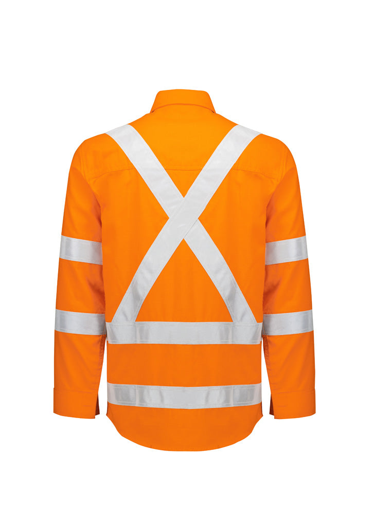 Syzmik - Mens Orange Flame Lightweight Ripstop X Back Taped Shirt - ZW187