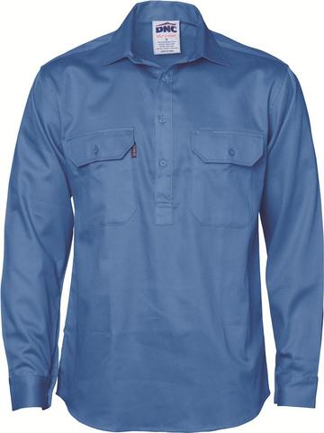 Dnc - Close Front L/S Cotton Drill Shirt With Gusset Sleeve - 3204