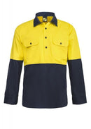 WORKCRAFT - HiVis Closed Front Shirt - L/S - WS4256
